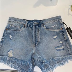 BlankNYC distressed jean shorts.